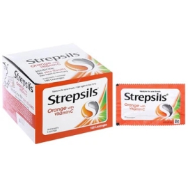 Viên ngậm Strepsils Orange Reckitt Benckiser điều trị đau họng (50 gói x 2 viên)