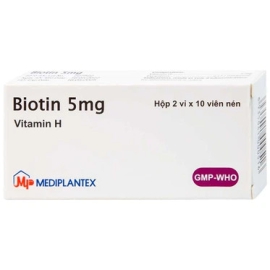 Thuốc Biotin 5mg Mediplantex hỗ trợ điều trị thiếu hụt biotin (2 vỉ x 10 viên)