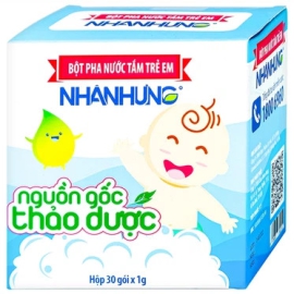 Bột pha nước tắm trẻ em Nhân Hưng làm sạch da, kháng khuẩn (1g x 30 gói)