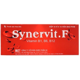 Thuốc Synervit.F Dược 3-2 điều trị thiếu vitamin nhóm B (10 vỉ x 10 viên)