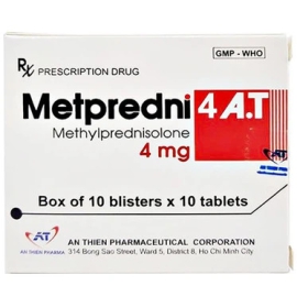 Thuốc Metpredni 4 A.T điều trị viêm khớp dạng thấp, ung thư (10 vỉ x 10 viên)