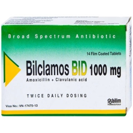 Thuốc Bilclamos Bid 1000mg điều trị các trường hợp nhiễm khuẩn (2 vỉ x 7 viên)
