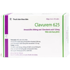 Thuốc Clavurem 625 Remedica điều trị nhiễm khuẩn đường hô hấp (2 vỉ x 10 viên)