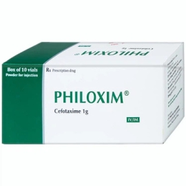 Bột pha tiêm Philoxim 1g Phil điều trị nhiễm trùng do vi khuẩn (Hộp 10 chai)