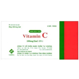 Thuốc tiêm Vitamin C 100mg/2ml Vidipha điều trị thiếu vitamin C (100 ống)