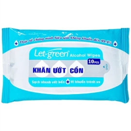 Khăn ướt cồn Let-Green làm sạch, kháng khuẩn và giữ vệ sinh (10 miếng)