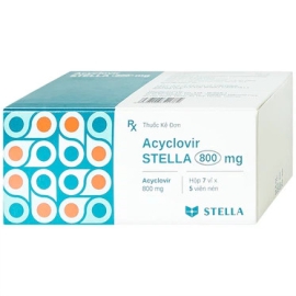 Thuốc Acyclovir Stada 800mg điều trị nhiễm Herpes simplex, Herpes zoster, thủy đậu (7 vỉ x 5 viên)
