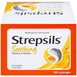 Viên ngậm Strepsils Soothing Honey & Lemon điều trị đau họng (50 gói x 2 viên)