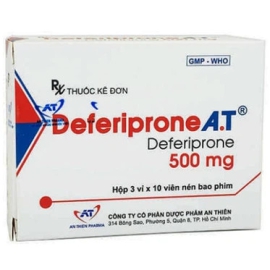 Thuốc Deferiprone A.T 500mg An Thiên hỗ trợ điều trị nhiễm Hemosiderin (3 vỉ x 10 viên)