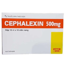 Thuốc Cephalexin 500mg Hà Tây điều trị nhiễm khuẩn đường hô hấp (10 vỉ x 10 viên)