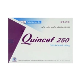 Thuốc Quincef 250mg Mekophar điều trị viêm tai giữa, viêm phế quản (2 vỉ x 5 viên)