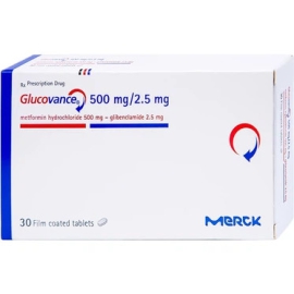 Thuốc Glucovance 500mg/2.5mg Merck điều trị tiểu đường tuýp 2 (2 vỉ x 15 viên)