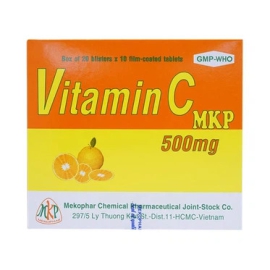Thuốc Vitamin C MKP 500mg Mekophar hỗ trợ điều trị toan hoá nước tiểu (20 vỉ x 10 viên)