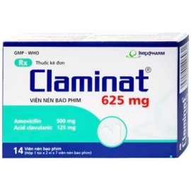 Thuốc Claminat 625mg Imexpharm điều trị nhiễm khuẩn tai mũi họng (14 viên)