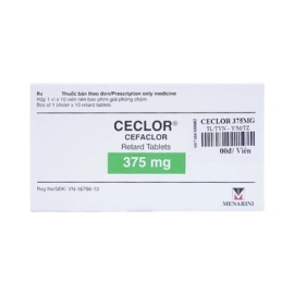 Thuốc Ceclor 375mg Menarini điều trị viêm phế quản, viêm họng (10 viên)