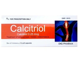 Thuốc Calcitriol DHG điều trị loãng xương, còi xương (3 vỉ x 10 viên)