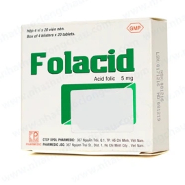 Thuốc Folacid 5mg Pharmedic điều trị thiếu máu nguyên hồng cầu khổng lồ (80 viên)
