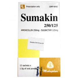 Thuốc Sumakin 250mg/125mg Mekophar điều trị nhiễm khuẩn (12 gói x 1.5g)
