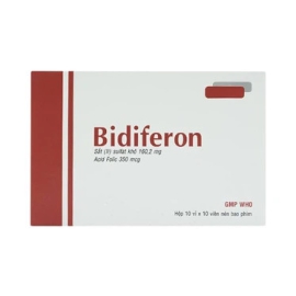 Thuốc Bidiferon 160.2mg Bidiphar hỗ trợ điều trị thiếu máu (10 vỉ x 10 viên)