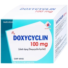Thuốc Doxycyclin 100mg Domesco điều trị các bệnh nhiễm khuẩn (10 vỉ x 10 viên)