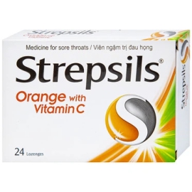 Viên ngậm Strepsils Orange Reckitt điều trị đau họng (2 vỉ x 12 viên)