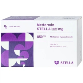 Thuốc Metformin Stella 850mg điều trị tiểu đường (4 vỉ x 15 viên)