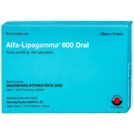 Thuốc Alfa- Lipogamma 600 Oral Worwag hỗ trợ điều trị đa thần kinh đái tháo đường (3 vỉ x 10 viên)