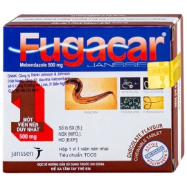Thuốc Fugacar 500mg Janssen hương socola điều trị nhiễm một hay nhiều loại giun đường ruột (1 viên)
