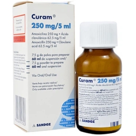 Thuốc Curam 250mg/5ml Sandoz điều trị viêm tai giữa, viêm xoang (7.5g)
