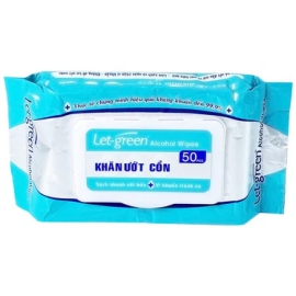 Khăn ướt cồn Let-Green làm sạch, kháng khuẩn và giữ vệ sinh (50 miếng)