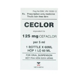 Thuốc Ceclor 125mg Menarini điều trị viêm phổi, viêm phế quản (60ml)