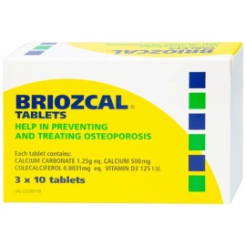Thuốc Briozcal Bridge Healthcare dự phòng và điều trị thiếu hụt calci, vitamin D3 (30 viên)