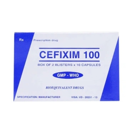 Thuốc Cefixim 100mg Tipharco điều trị nhiễm khuẩn, kháng viêm (2 vỉ x 10 viên)