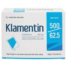 Thuốc Klamentin 500/62.5 DHG điều trị nhiễm khuẩn đường hô hấp trên, dưới (24 gói)