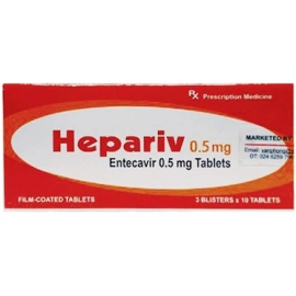 Thuốc Hepariv 0.5mg điều trị nhiễm virus viêm gan B (HBV) mạn tính (3 vỉ x 10 viên)