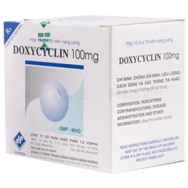Thuốc Doxycyclin 100mg Vidipha điều trị nhiễm khuẩn đường hô hấp (10 vỉ x 10 viên)