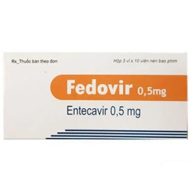 Thuốc Fedovir 0.5mg Dopharma điều trị nhiễm virus viêm gan B (3 vỉ x 10 viên)
