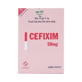 Thuốc bột pha Cefixim 50mg Vidipha điều trị nhiễm khuẩn đường hô hấp (10 gói)