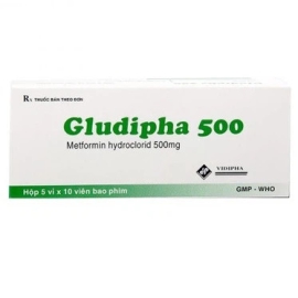 Thuốc Gludipha 500mg Vidipha điều trị đái tháo đường type 2 (5 vỉ x 10 viên)