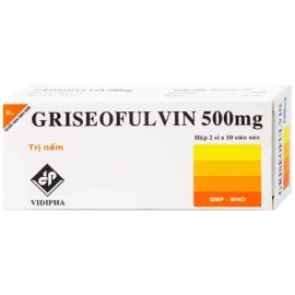 Thuốc Griseofulvin 500mg Vidipha điều trị nhiễm trùng nấm da, tóc (2 vỉ x 10 viên)