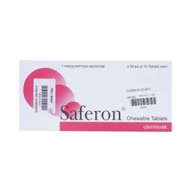 Viên nhai Saferon Glenmark phòng và điều trị thiếu máu thiếu sắt (3 vỉ x 10 viên)