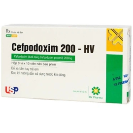 Thuốc Cefpodoxim 200mg-HV USA điều trị các bệnh đường hô hấp dưới (3 vỉ x 10 viên)