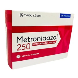 Thuốc Metronidazol 250mg DHG hỗ trợ điều trị nhiễm khuẩn nặng, nhiễm khuẩn phụ khoa (10 vỉ x 10 viên)