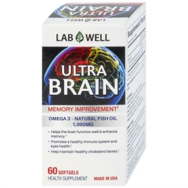 Viên uống Ultra Brain Lab Well bổ sung axit béo không no DHA và EPA từ dầu cá (60 viên)