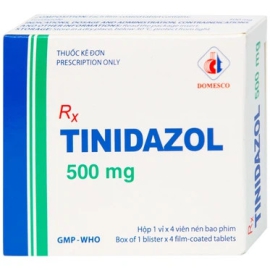 Thuốc Tinidazol 500 DHG dự phòng nhiễm khuẩn sau phẫu thuật (1 vỉ x 4 viên)