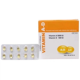 Thuốc Vitamin A-D Medisun bổ sung vitamin A, D cho cơ thể (10 vỉ x 10 viên)