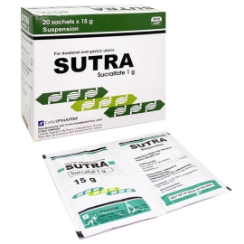 Thuốc Sutra 1g Davi Pharm điều trị viêm loét dạ dày tá tràng (20 gói x 15g)