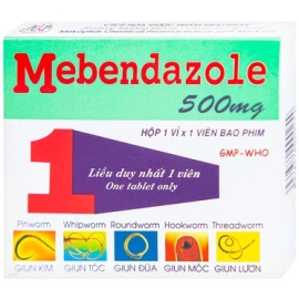 Thuốc Mebendazole 500mg Mekophar điều trị nhiễm một hay nhiều loại giun (1 viên)