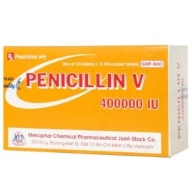 Thuốc Penicillin V 400000IU Mekophar điều trị nhiễm khuẩn (10 vỉ x 10 viên)
