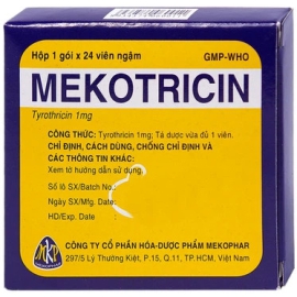 Viên ngậm Mekotricin 1mg Mekophar hỗ trợ điều trị viêm niêm mạc miệng, họng (24 viên)